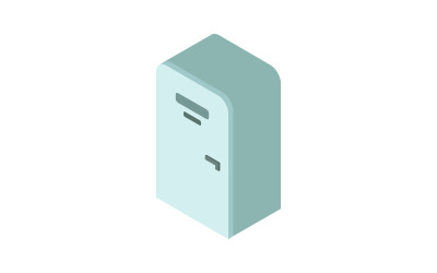 Illustrated and colored isometric fridge on a white background
