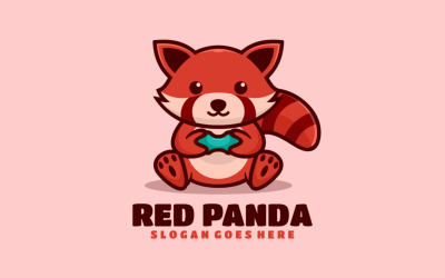 Kreslené logo maskota pandy červené 2