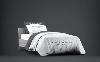 Letto - Mockup di biancheria da letto singola 3