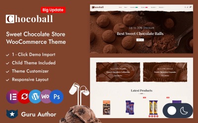 Chocoball – Csokoládé, sütemény és pékáru, Elementor WooCommerce reszponzív téma
