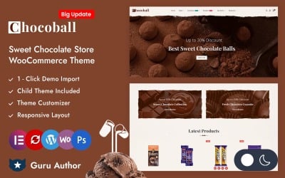 Chocoball – Responzivní téma pro obchod s čokoládou, dortem a pekárnou Elementor WooCommerce