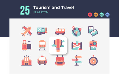 Iconos de turismo y viajes estilo plano