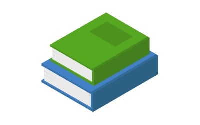 Isometric and illustrated book on white background