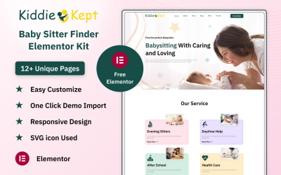 Kit Elementor per la ricerca della babysitter tenuto da Kiddie