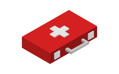 Medicinsk resväska isometrisk i vektor på vit bakgrund