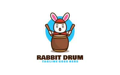 Rabbit Drum Mascot Cartoon Logo 1