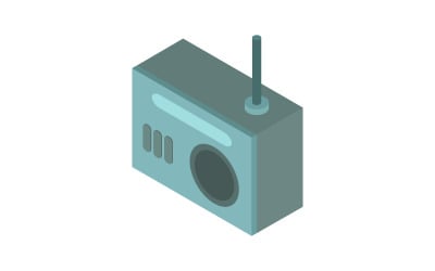Colored isometric radio in vector on white background