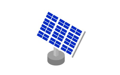 Colorful isometric solar panel on a white background