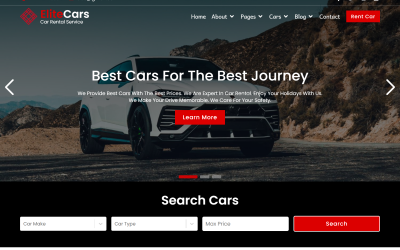 EliteCars – Autókölcsönző React webhelysablon