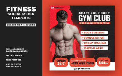 Fitness e palestra - Modello di social media PSD