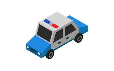 Izometrické policejní auto ilustrované ve vektoru na bílém pozadí