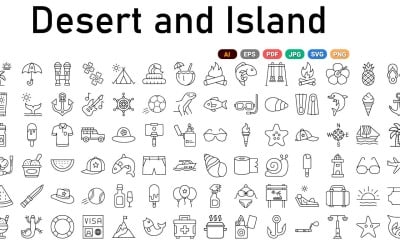 Pacchetto icone deserto e isola | IA | SVG | EPS