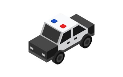 Carro de polícia ilustrado e colorido em vetor sobre um fundo branco