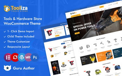 Tooliza – магазин інструментів і обладнання Elementor адаптивна тема WooCommerce