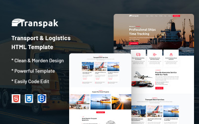 Transpak - Sjabloon voor website over transport en logistiek