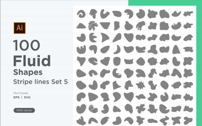 Abstract Fluid Shape Stripe lines Set 100 V 5