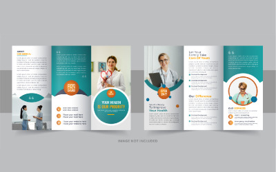 Healthcare or medical center trifold brochure design template layout
