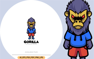 Logotipo de dibujos animados de la mascota del mono superhéroe