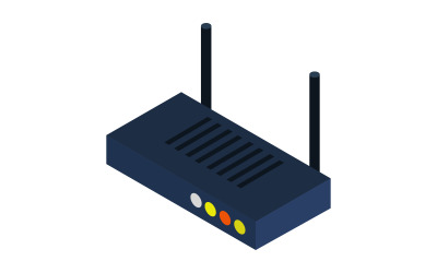 Illustrerad och färgad isometrisk router på en vit bakgrund