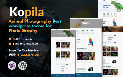 Kopila Animal Photography &amp;amp; Portfolio WordPress tema