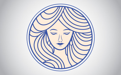 Modèle de logo de visage de belle dame