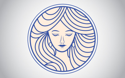 Modello di logo del volto di bella signora