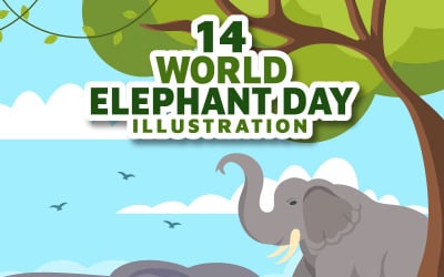 14 World Elephant Day Vector Illustration