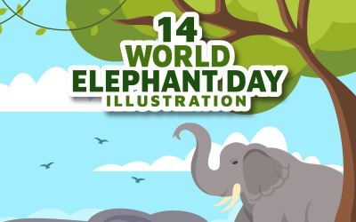 14 Illustrazione vettoriale della giornata mondiale dell&amp;#39;elefante