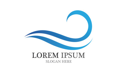 Plantilla de icono de playa de logotipo de onda azul de agua v17