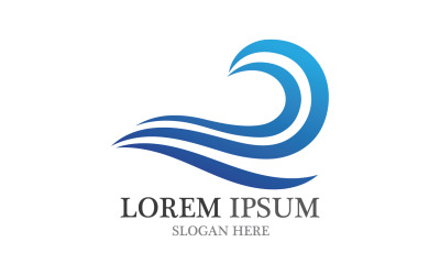 Plantilla de icono de playa de logotipo de onda azul de agua v18