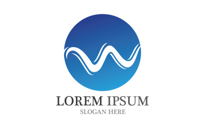 Plantilla de icono de playa de logotipo de onda azul de agua v20