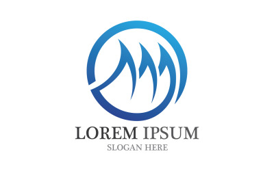 Plantilla de icono de playa de logotipo de onda azul de agua v29