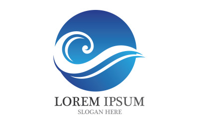Plantilla de icono de playa de logotipo de onda azul de agua v33