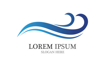 Plantilla de icono de playa de logotipo de onda azul de agua v34
