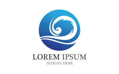Plantilla de icono de playa de logotipo de onda azul de agua v47
