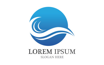 Water blue wave logo beach icon template v12