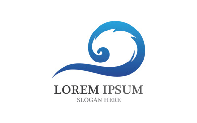 Water blue wave logo beach icon template v6