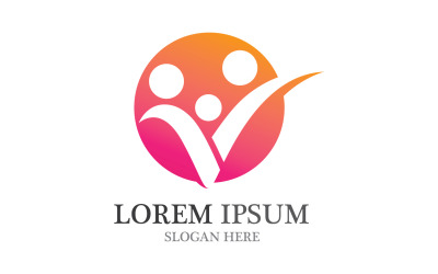 Logotipo de comunidad de trabajo en equipo y amigo de la familia v17