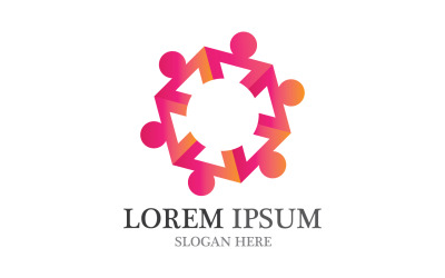 Logotipo de comunidad de trabajo en equipo y amigo de la familia v2