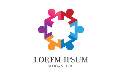 Logotipo de comunidad de trabajo en equipo y amigo de la familia v3