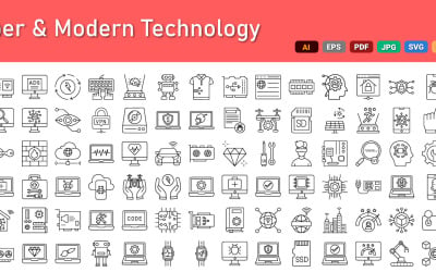 Kiber- és modern technológia ikoncsomag | AI | EPS | SVG