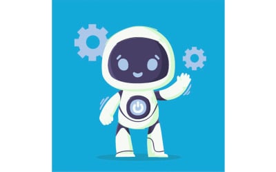 Aranyos Robot Ikon Illusztráció