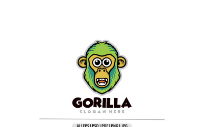 Logo de conception de dessin animé tête de singe mignon