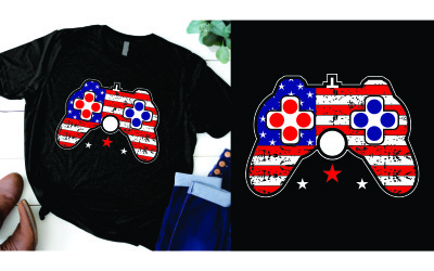 Gamepad/Game Controller with USA Flag  4th of July Independence Day Patriotic T-Shirt
