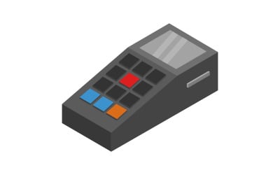 Isometrisk pos terminal illustrerad i vektor på vit bakgrund