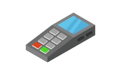 Isometrisk pos terminal illustrerad på en vit bakgrund