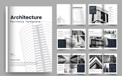 Layout del portfolio interno del portfolio di architettura e modello di portfolio della brochure fotografica