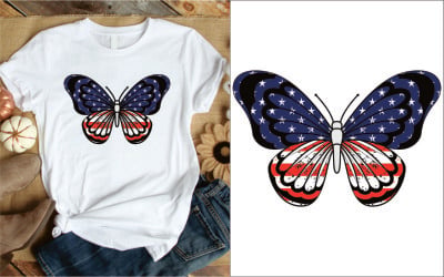 Mariposa linda bandera americana 4 de julio camiseta
