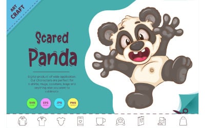 Panda de dibujos animados asustado. Clipart.