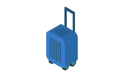 Isometrisk resväska illustrerad och färgad i vektor på bakgrund